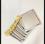 Altın Kelebek Detaylı Lüks Kare Sunum Tepsisi