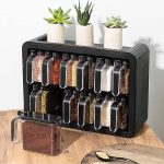 Kalite Home Modern Standlı 12’li Kaşıklı Baharatlık Takımı - Siyah Antrasit