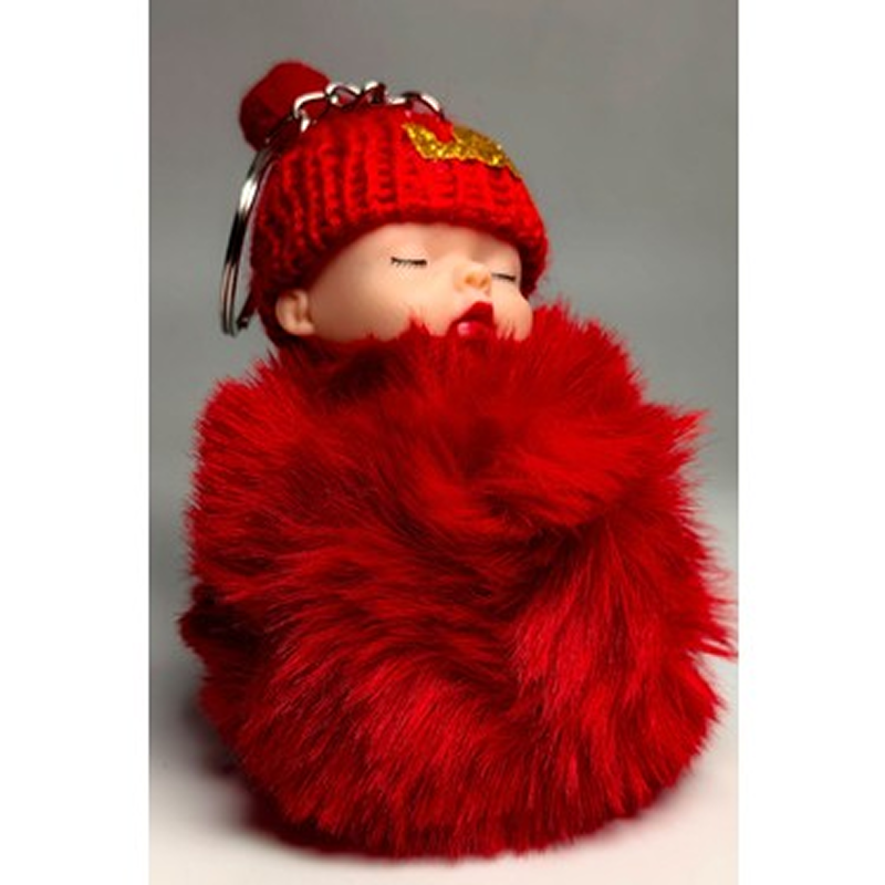 110000473567111 1 PONPON PELUŞLU UYUYAN BEBEK ANAHTARLIK - Görsel 1