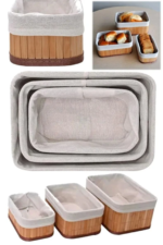 3'LÜ ÇOK AMAÇLI BAMBU SEPET - Görsel 3