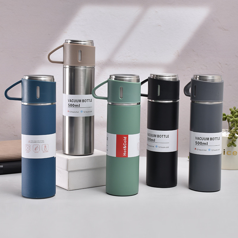 500ml-Simple-Modern-Stainless-Steel-Business-Vacuum-Flask-Thermos-Mug-Gift-Set 1 3 BARDAKLI TERMOS - Görsel 1