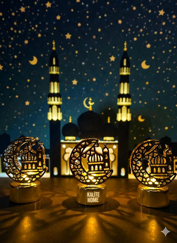 77d3332c-eafa-4232-b5f4-3cad18165394 1 RAMAZAN HİLAL+CAMİ DEKORATİFLİ FENER LED - Görsel 1