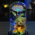 IŞIKLI AYICIKLI ÇİÇEK FANUSU