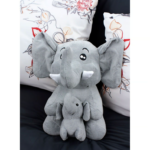 PELUŞ YAVRULU GRİ FİL 45 CM