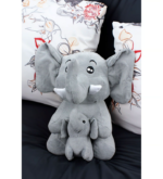 PELUŞ YAVRULU GRİ FİL 45 CM