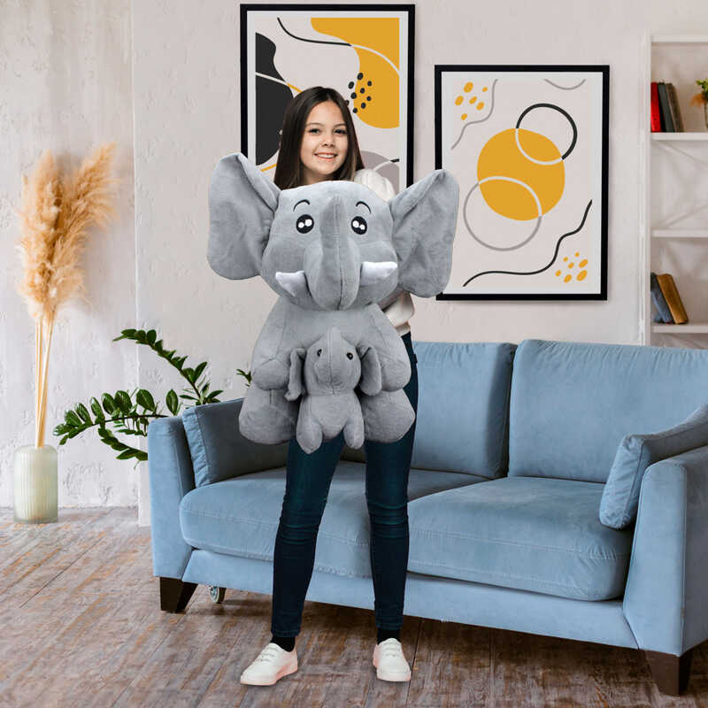 gri-yavrulu-fil-pelus-55cm-pelus-urunler-urunaciklama-10903-75-B 1 PELUŞ YAVRULU GRİ FİL 55 CM !! - Görsel 1