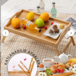 BÜYÜK BOY KATLANABİLİR BAMBU KEYİF TEPSİSİ (50 x 30 x 21) - Görsel 3