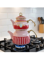 Emaye Bird Pembe Çaydanlık - Görsel 2