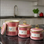 Emaye Bird Pembe 3'Lü Baharatlık